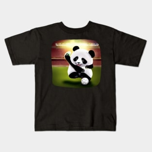 Cute Panda Soocer in Future World Kids T-Shirt